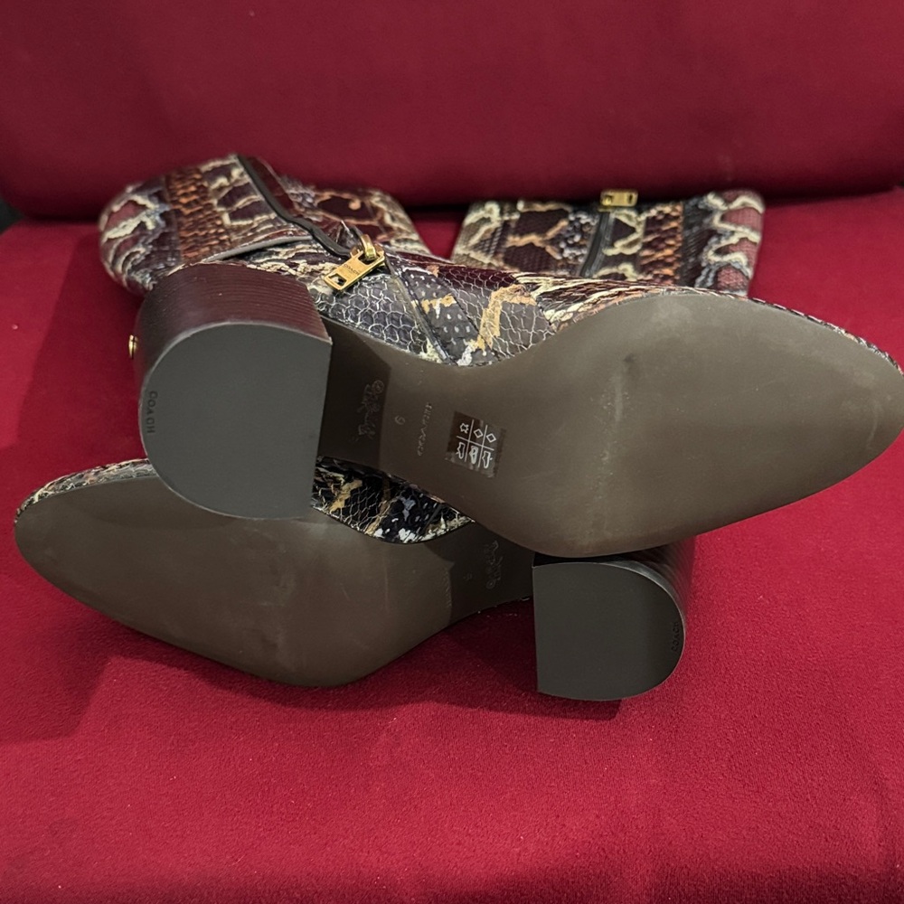 Coach Evelyn Multicolor Genuine Snakeskin Heeled Boots - Picture 10 of 11